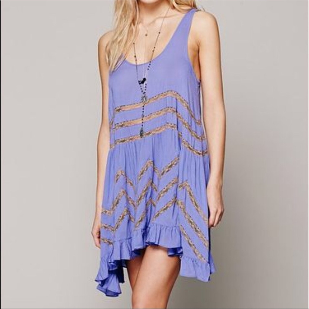 Free People voile and lace trapeze slip purple